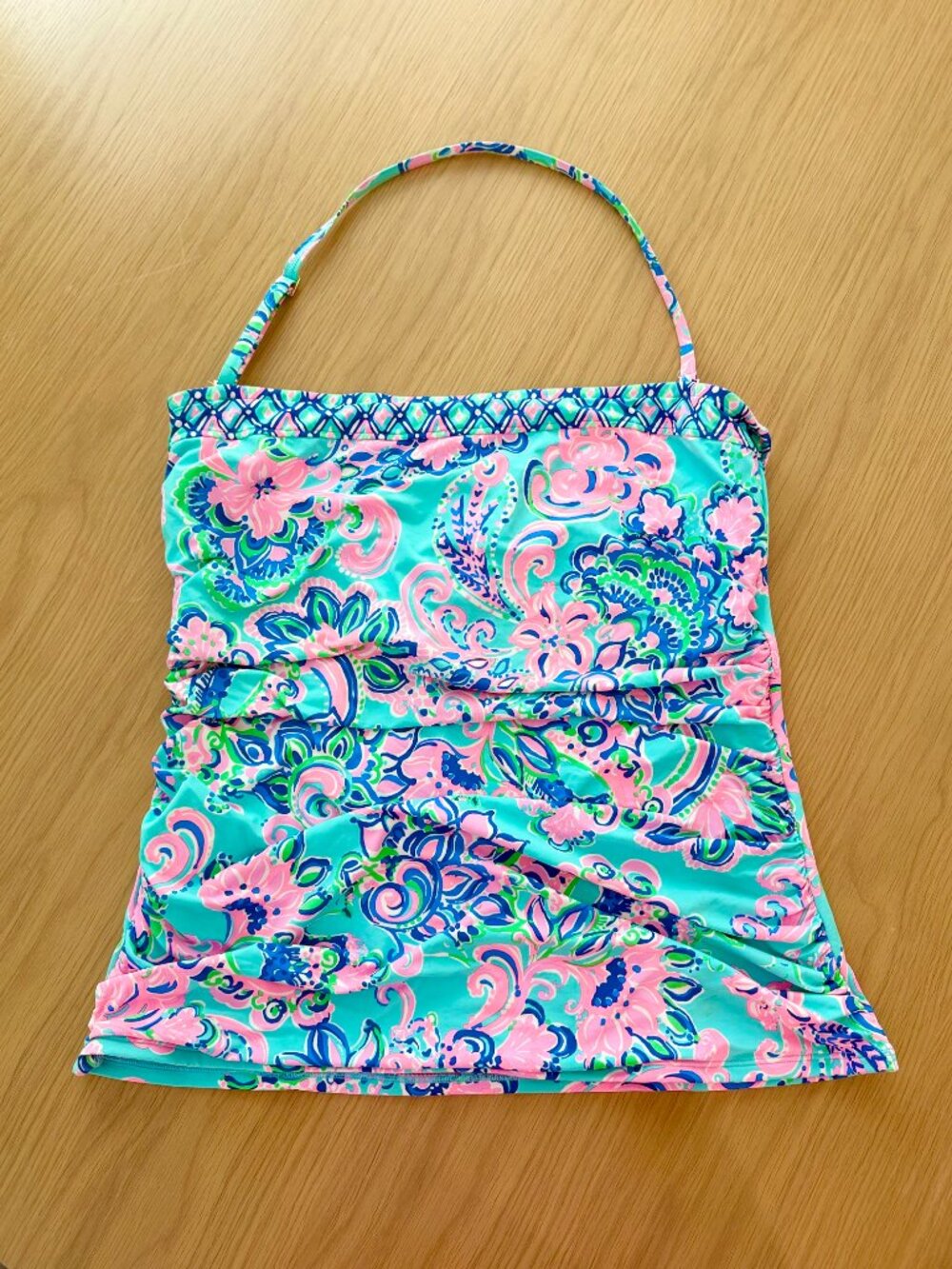 Lilly Pulitzer Justina Tankini Top Jungle Sunrise Paisley Ruched Swim Size 16 - Picture 3 of 5